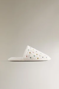 TERRYCLOTH STAR MULE SLIPPERS
