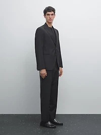 Plain 100% wool suit trousers