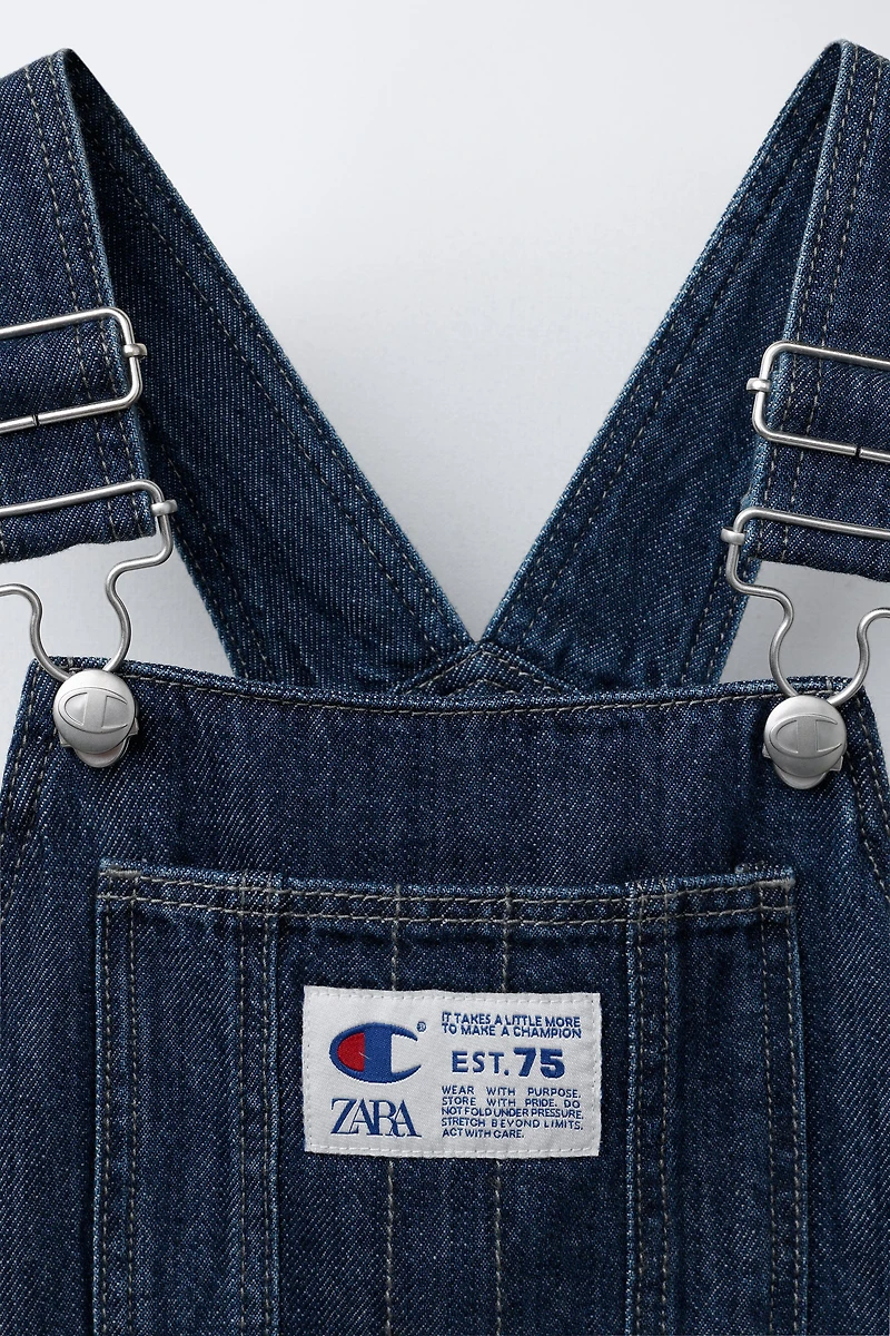CHAMPION ® X ZARA LABEL DENIM PINAFORE DRESS