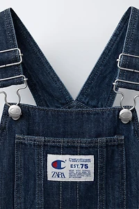 CHAMPION ® X ZARA LABEL DENIM PINAFORE DRESS