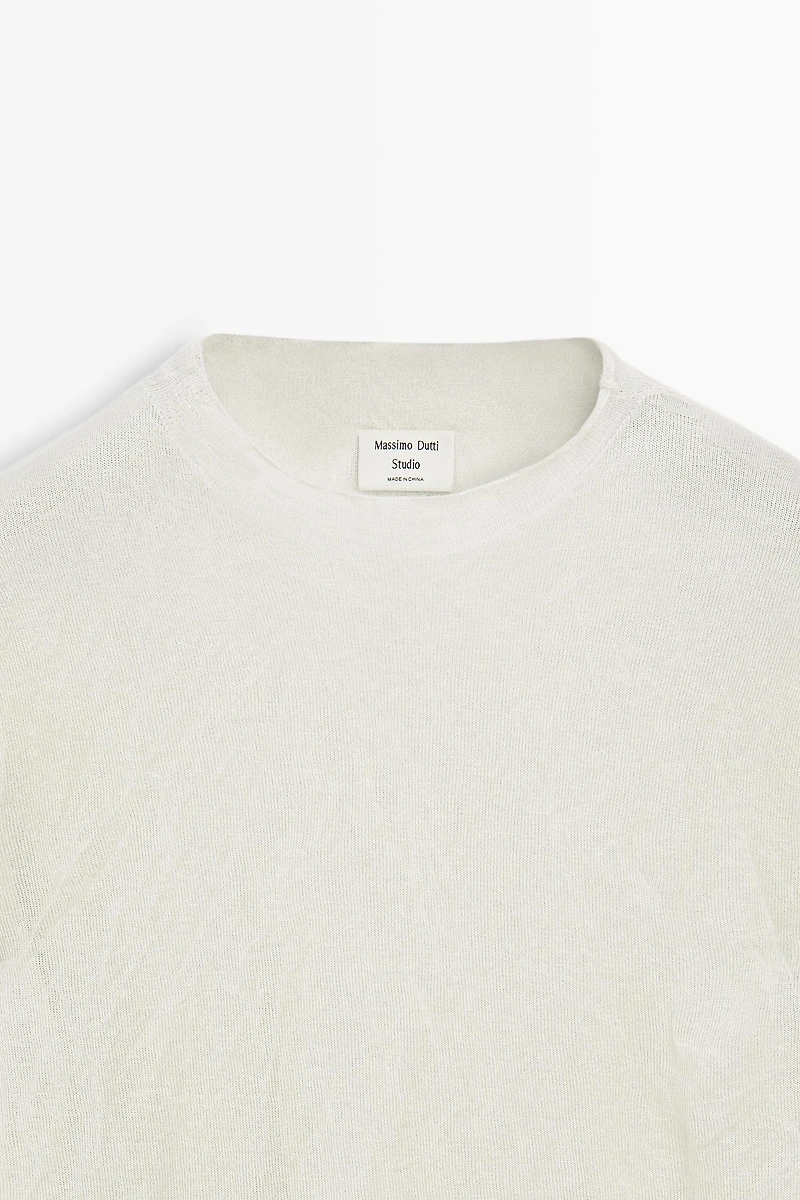Short sleeve fine knit sweater - STUDIO