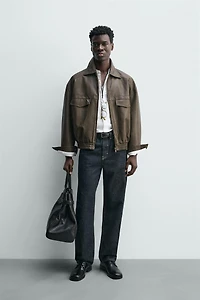 FAUX LEATHER BOMBER JACKET