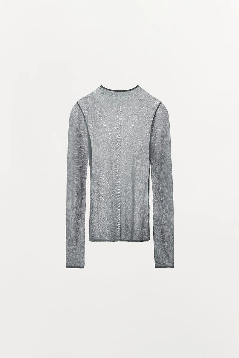 VISCOSE BLEND EYELET TOP