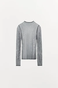 VISCOSE BLEND EYELET TOP