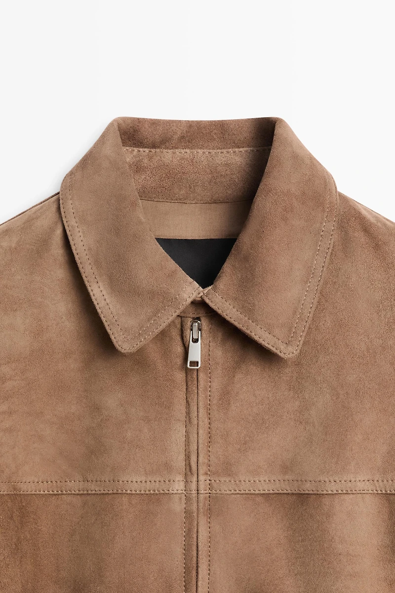 Suede bomber jacket
