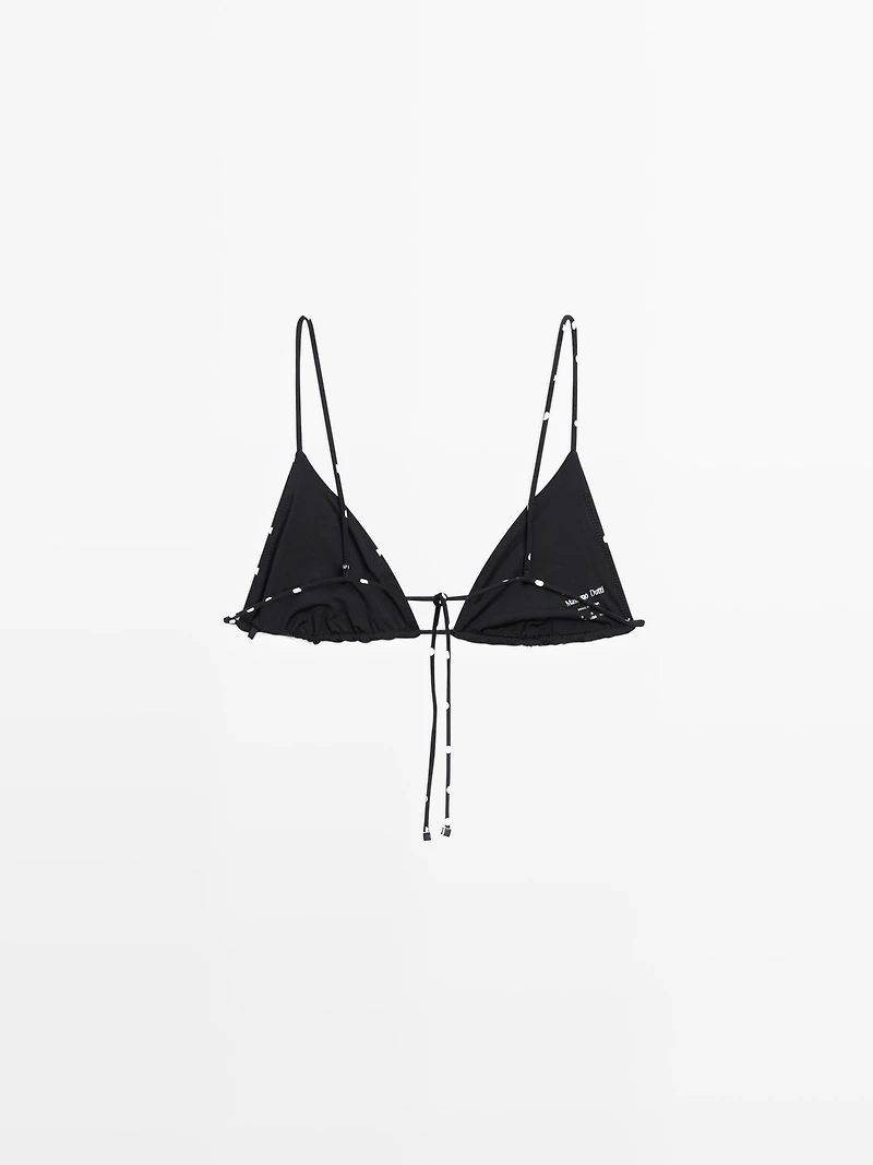 Polka dot print triangle bikini top