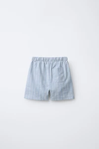 STRIPED SHORTS WITH COTTON AND LINEN