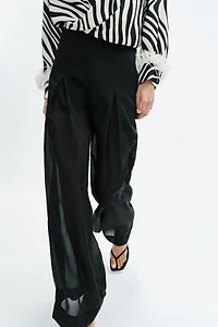 SEMI-SHEER WIDE LEG PANTS