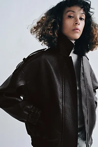 FAUX LEATHER BOMBER JACKET ZW COLLECTION