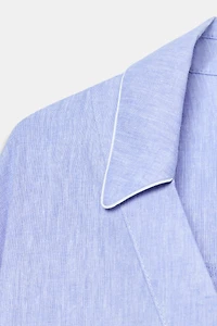 LINEN BLOUSE WITH CONTRAST PIPING