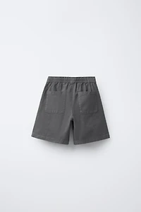 WIDE FIT COTTON SHORTS WITH LABEL