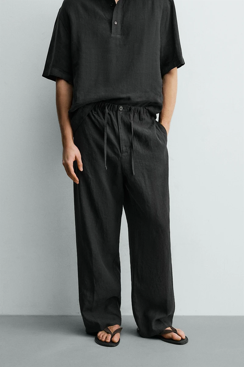 100% LINEN RELAXED FIT PANTS