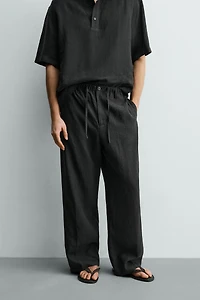 100% LINEN RELAXED FIT PANTS