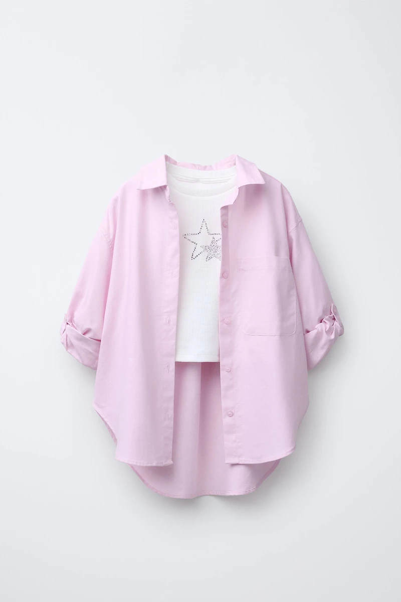 PACK CHEMISE OXFORD AVEC T-SHIRT STRASS