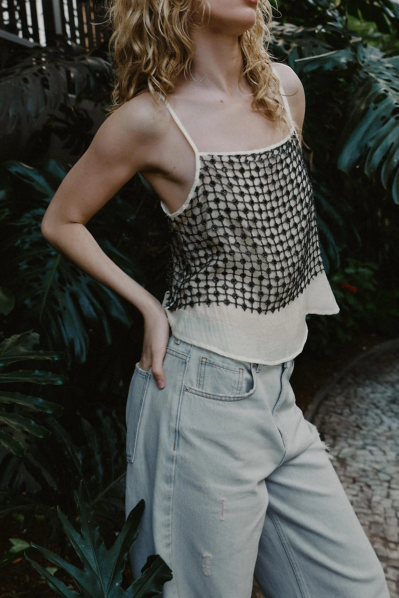 METALLIC THREAD SEQUIN TOP