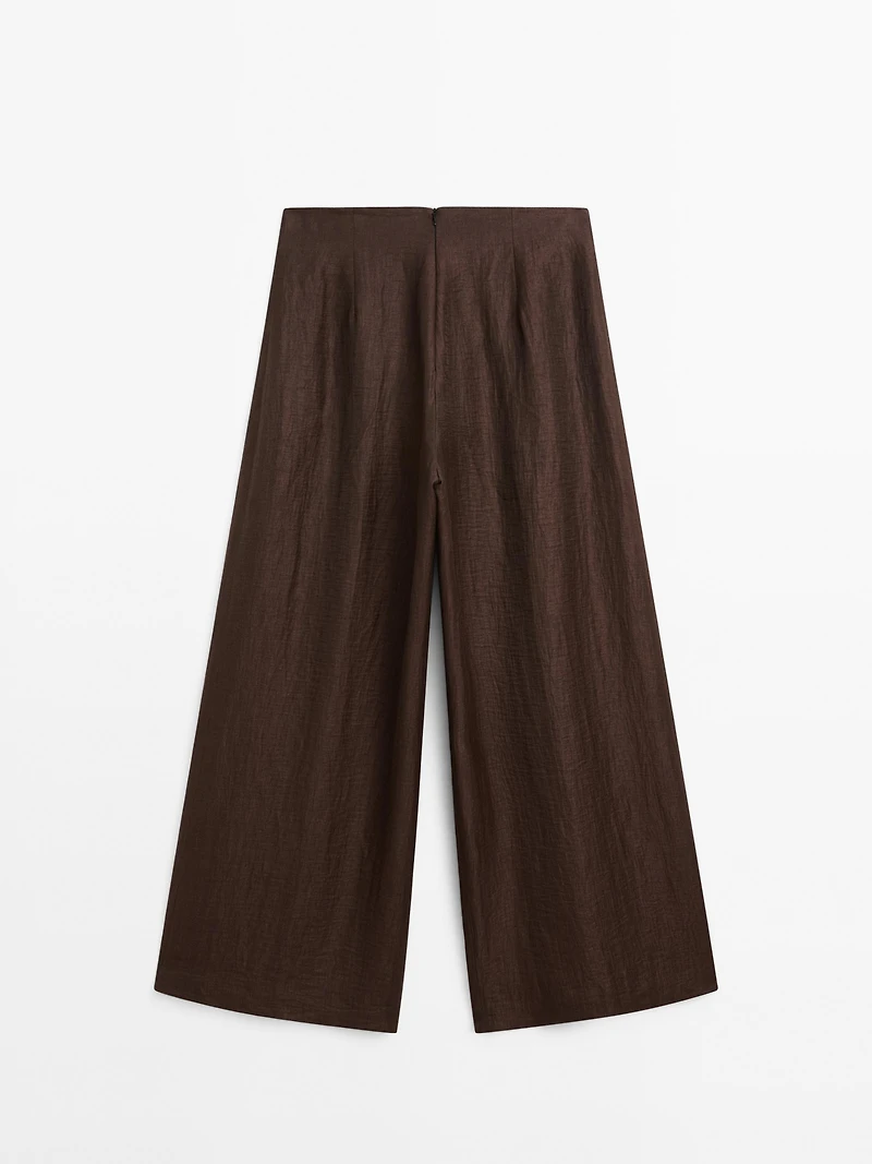 Wide-leg linen blend trousers - Studio
