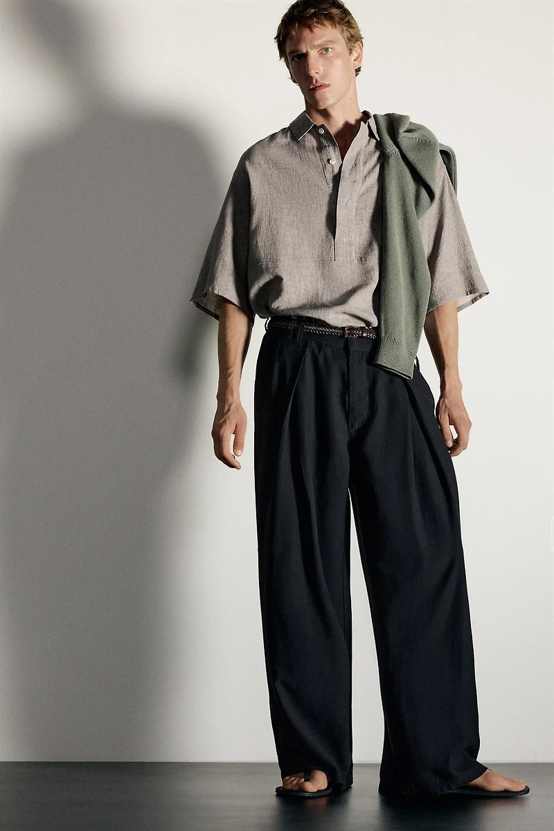 RELAXED-FIT LINEN-COTTON POLO SHIRT