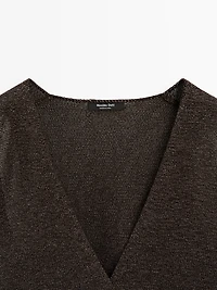 Veste sans manches cache-cœur en maille avec lien