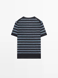 Short sleeve sweater with striped detail