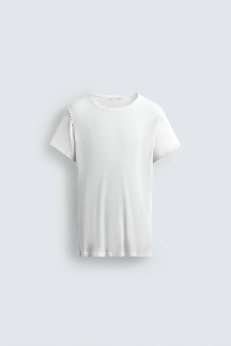 SLIM FIT VISCOSE STRUCTURED T-SHIRT