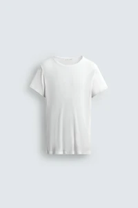 SLIM FIT VISCOSE STRUCTURED T-SHIRT