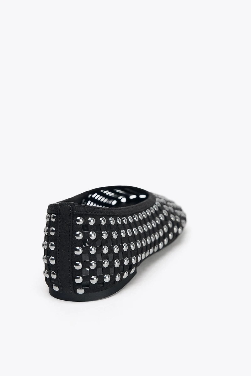 STUDDED MESH MARY JANES