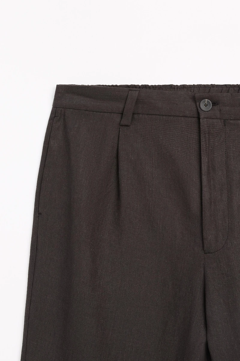 100% linen houndstooth pants