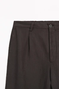100% linen houndstooth pants