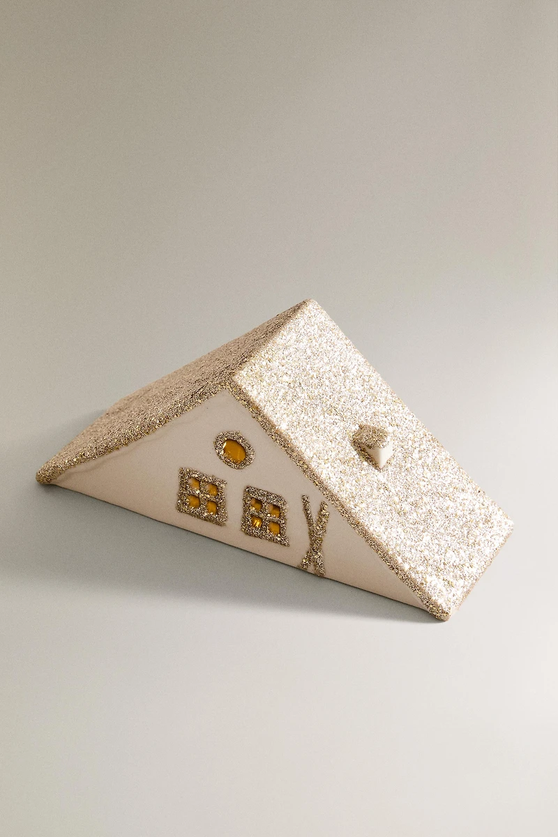 CHRISTMAS SKI LODGE CERAMIC ORNAMENT