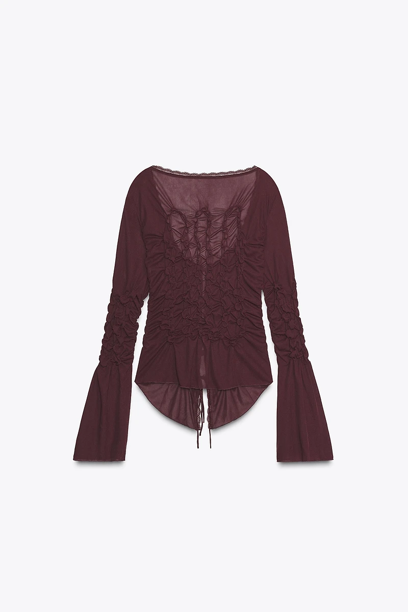TOP À LACETS ET FRONCES