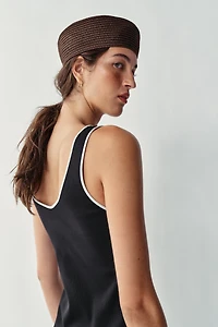 POPLIN CONTRAST MIDI DRESS