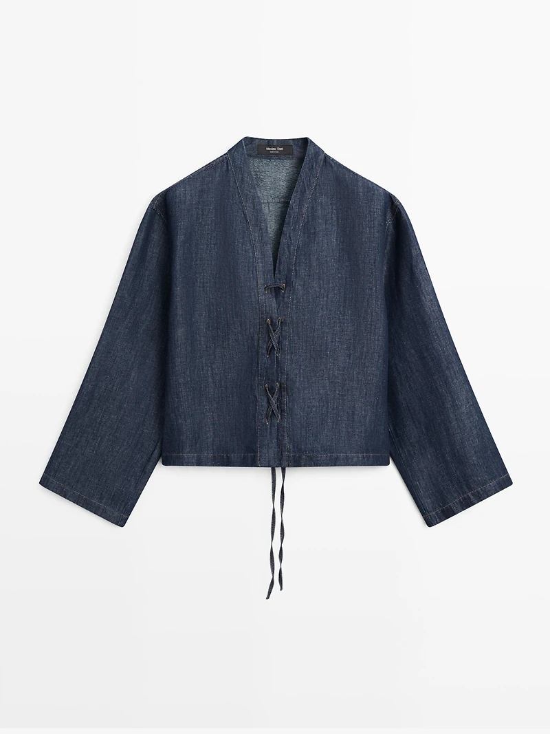 Chemise en jean et lin total look