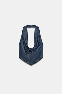 OPEN-BACK STUDDED HALTER TOP