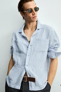 CHEMISE RELAXED FIT 100% LIN PLISSÉE
