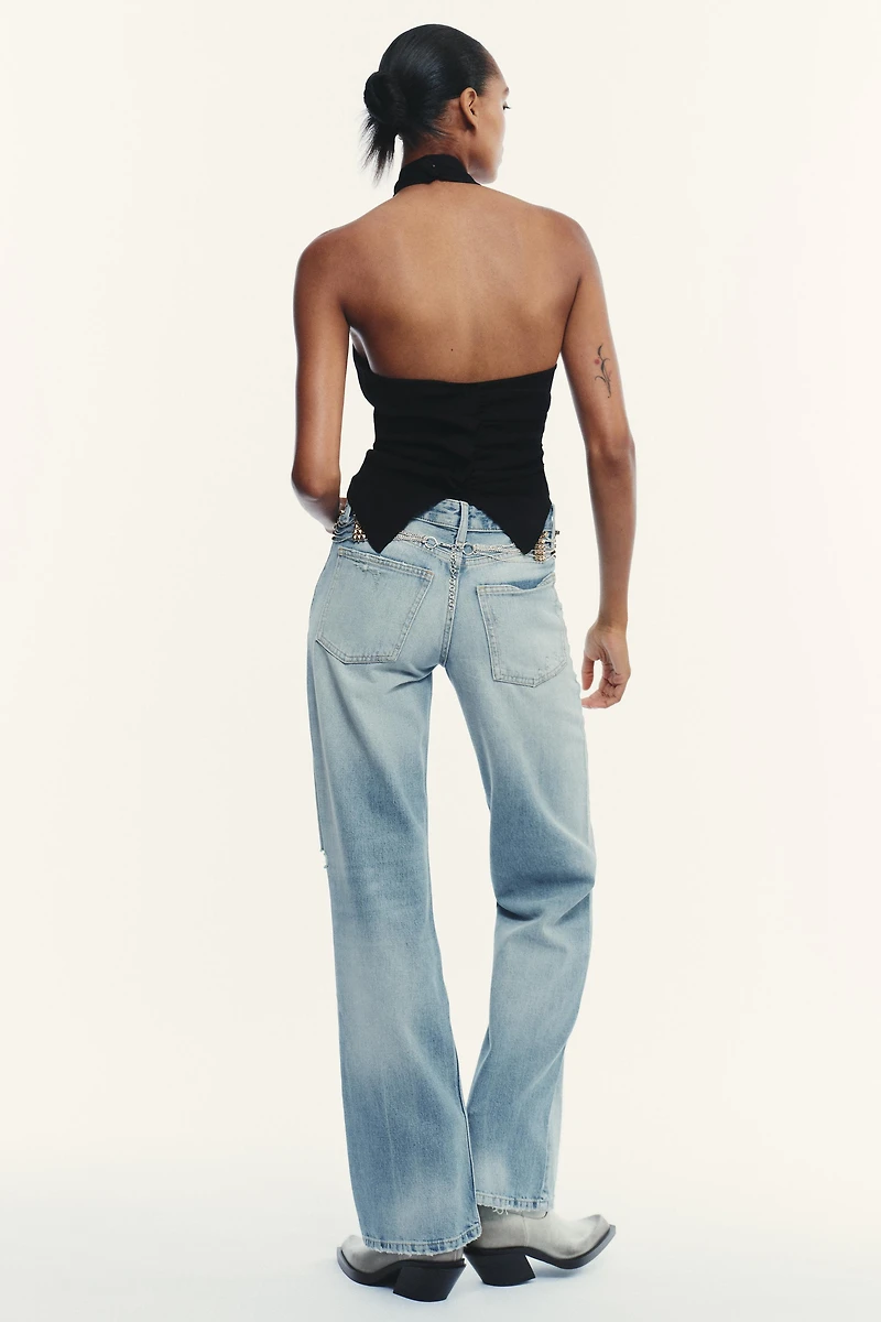 RUCHED KNIT HALTER TOP