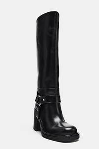 BOTTES EN CUIR À BOUCLES