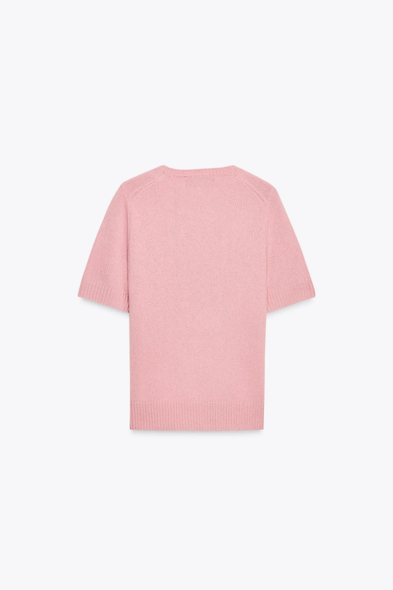 100% WOOL SHORT SLEEVE SWEATER