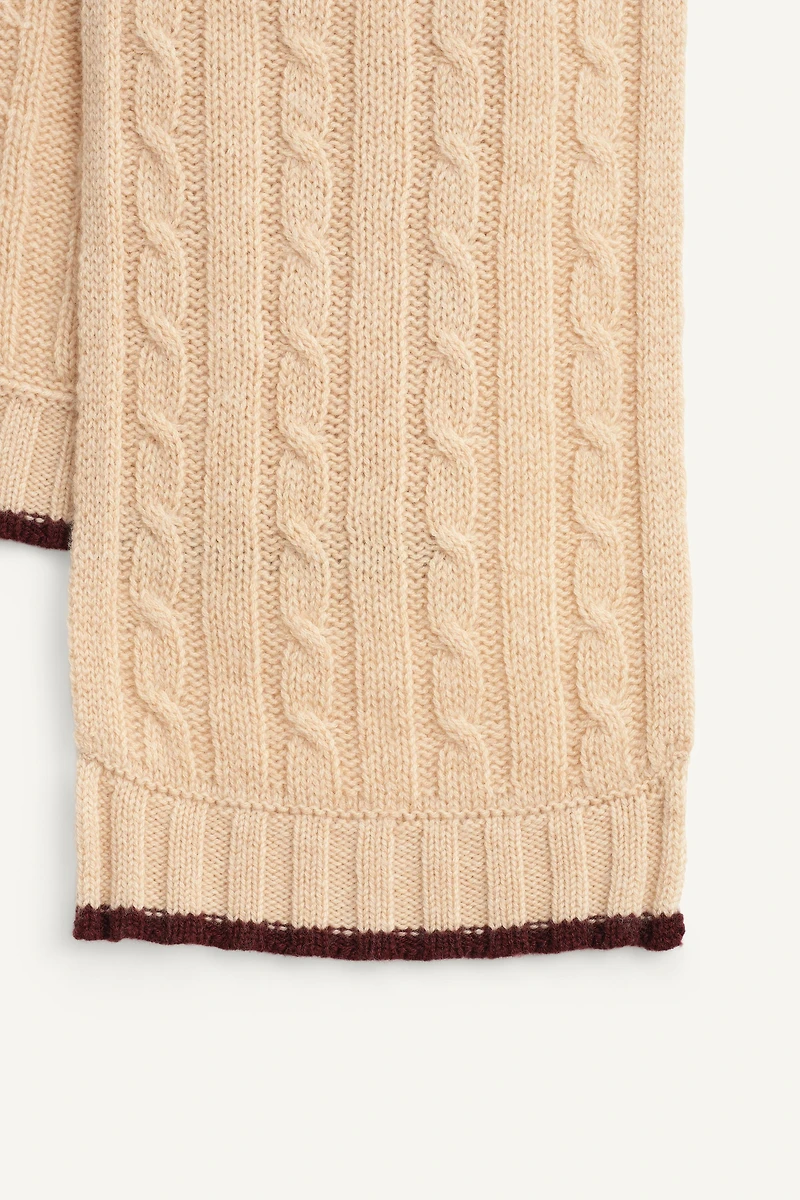 100% WOOL CABLE KNIT SCARF - LIMITED EDITION