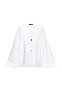 100% LINEN V-NECK SHIRT