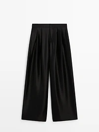 Wide-leg voluminous trousers with darts