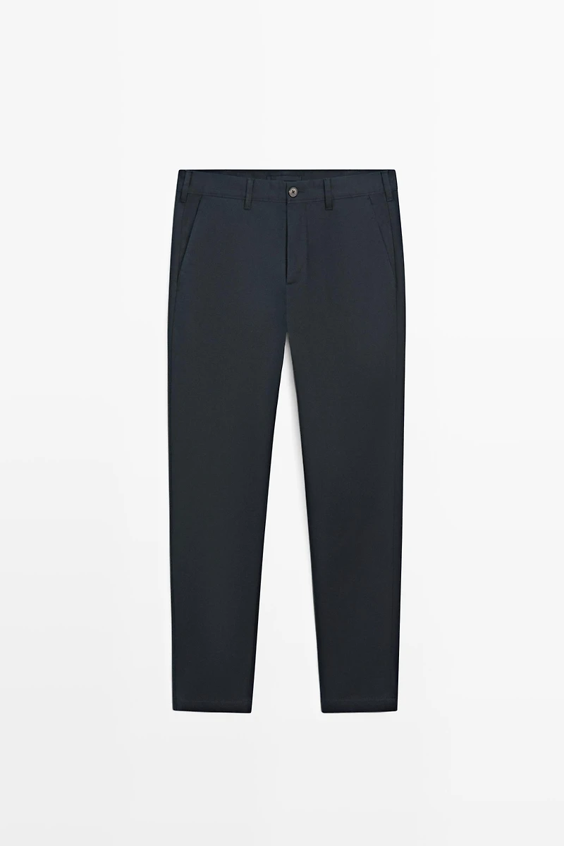 Cotton blend slim fit pants