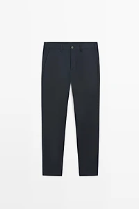 Cotton blend slim fit pants