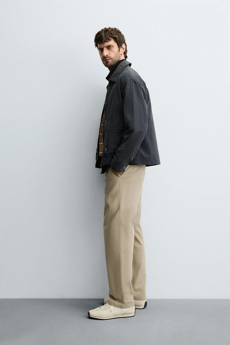 STRAIGHT FIT TWILL PANTS