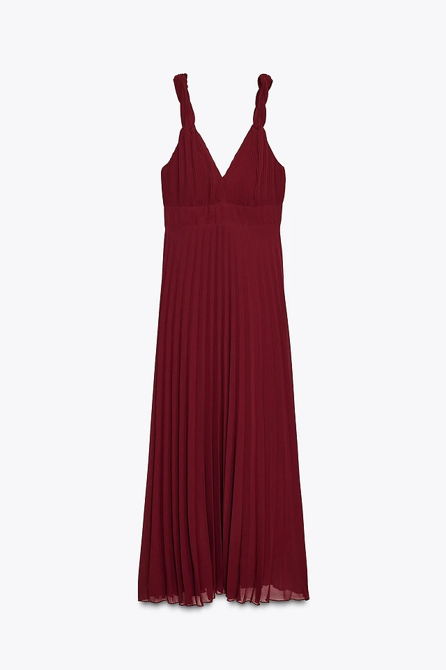 strapless open back dress Ava and Lu Burgundy Button Pleats Dress – Ladida main image 0