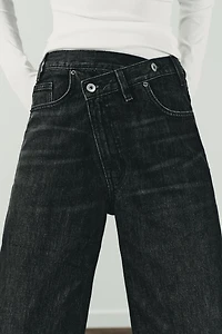 TRF HIGH WAIST CROSSOVER WIDE LEG JEANS