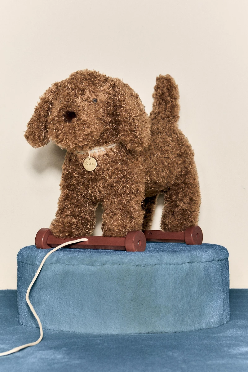 KIDS PLUSH TOY DOG WITH WHEELS