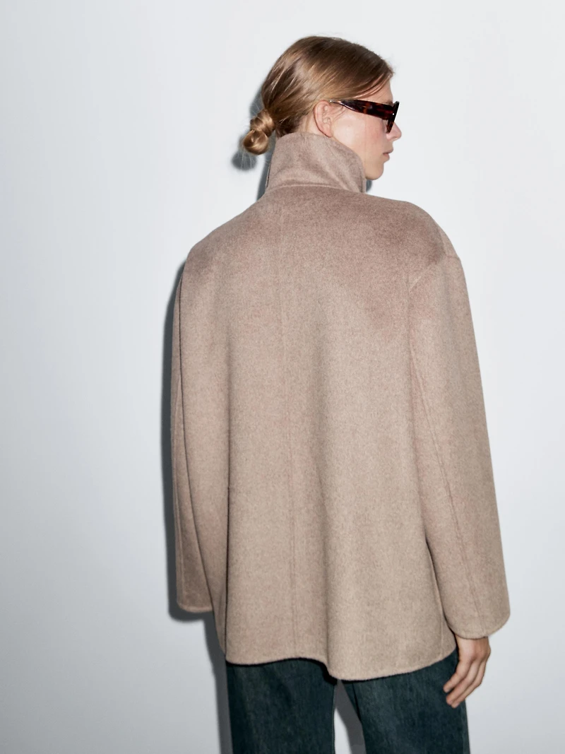 Manteau laine à col montant