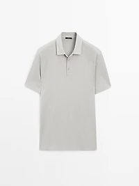 Textured short sleeve polo shirt