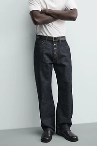 BUTTON-FRONT LOOSE FIT JEANS