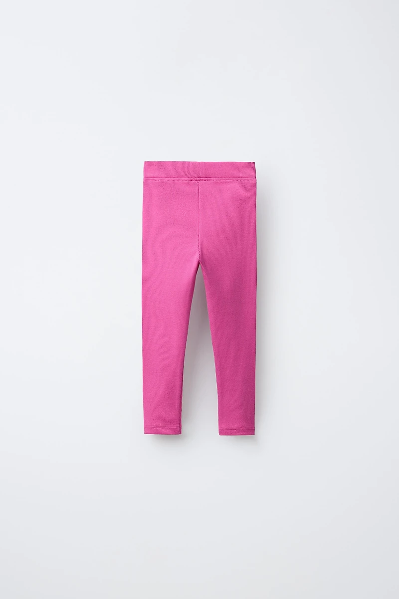 RIBBED LEGGINGS WITH LABEL
